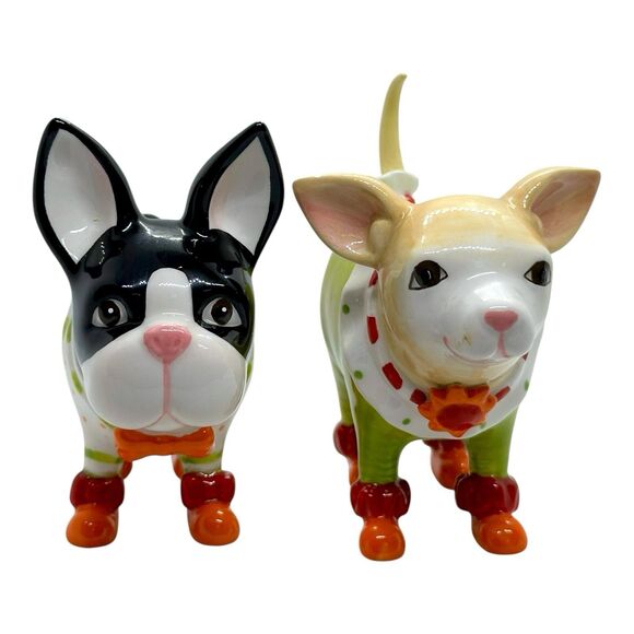 Patience Brewster Krinkles Chihuahua & Boston Terrier Salt & Pepper Shakers - Picture 2 of 14